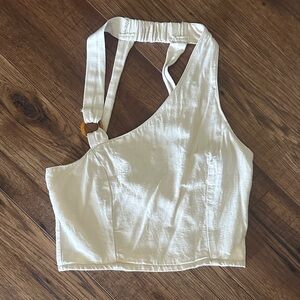Chic Cream Asymmetrical Crop Top